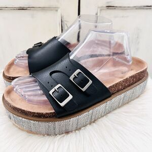 Sonoma Goods for Life Jemma Black Vegan Leather Platform Y2K 90's Sandals - Sz 9